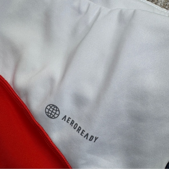Adidas Navy White Red Performance Biker Shorts Women’s Size XL Aeroready - Picture 5 of 11